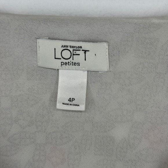 Ann Taylor Womens Y2K Babydoll Blouse Top Size 4 Petite Brown Geometric Zip Vtg - Picture 3 of 8